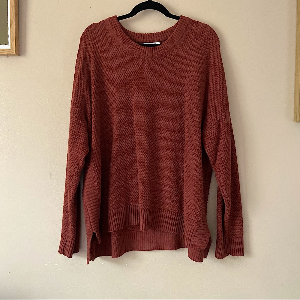 Madewell• dark orange waffle knit sweater women’s size xxl